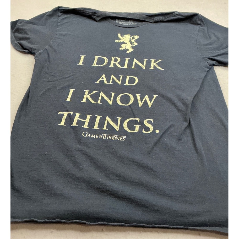 Game of Thrones T-Shirt I Drink and I Know Things Lannister Lion Size L Black